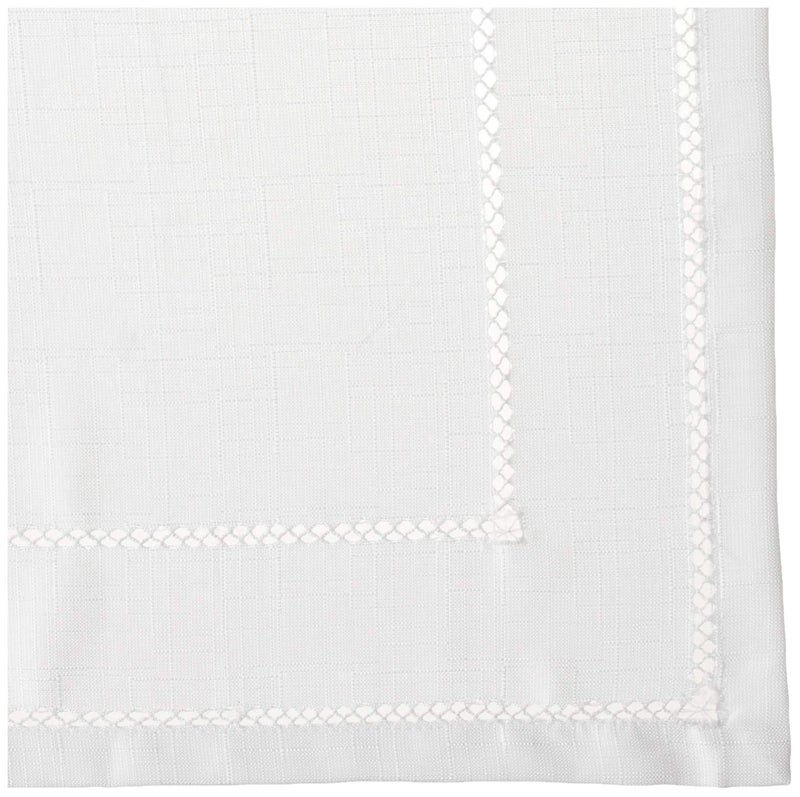 Violet Linen Hem Stitch Embroidered Vintage Design Tablecloth White 68" by 140" Oblong/Rectangle - Image 2